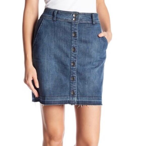Splendid Cesaire Indigo Button Front Mini Stretch Denim Pencil Skirt size 30 - Picture 2 of 9